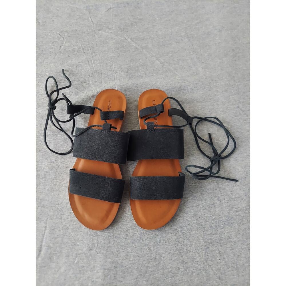 Lucky Brand Women Gladiator Leather Sandals Ankle Laces Sz9M Excellent Condition